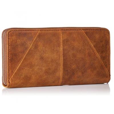 Women Zip Around Leather Wallet Brown