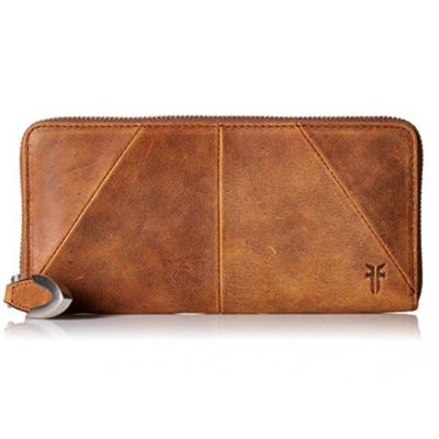 Women Zip Around Leather Wallet Brown