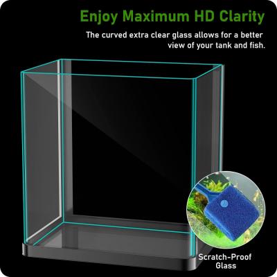 2 Gallon Glass Aquarium 3 in 1 Fish Tank with Filter and Light