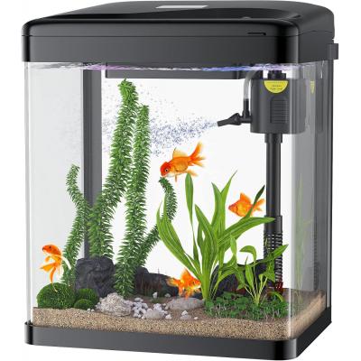 2 Gallon Glass Aquarium 3 in 1 Fish Tank with Filter and Light