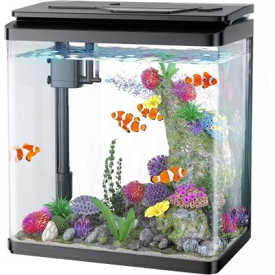 8 Gallon Fish Tank Glass Aquarium Tank with Thermometer 7 LED Light Colors Betta Fish Aquarium Starter Kit