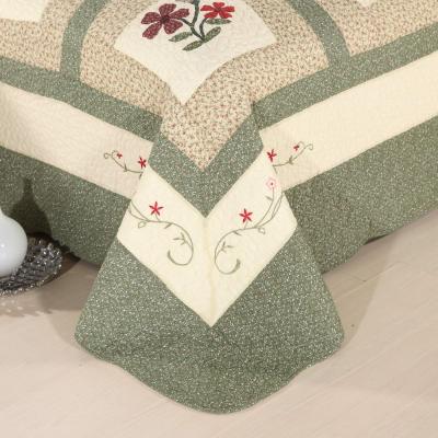 Embroidered Flower Quilted Bed Sheet Cover Three Piece Set