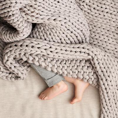 Gray thick knit blanket