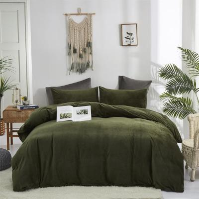 Green Velvet Olive Comfort Set Extra Large Fluffy Military Green Bedding Blanket