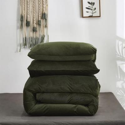 Green Velvet Olive Comfort Set Extra Large Fluffy Military Green Bedding Blanket