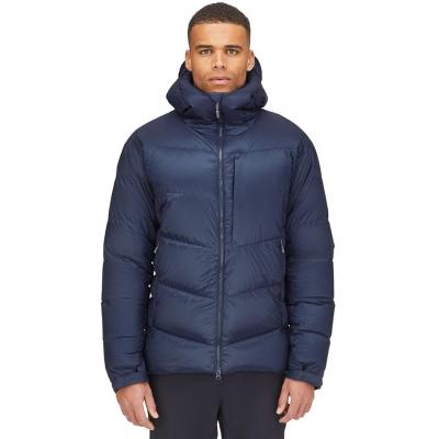 Men blue down jacket for mountaineering